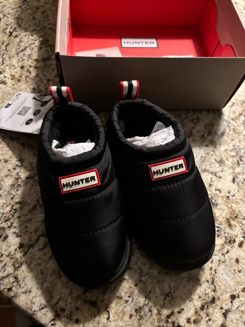 Hunter Kids Black Quilted Slip-On Shoes